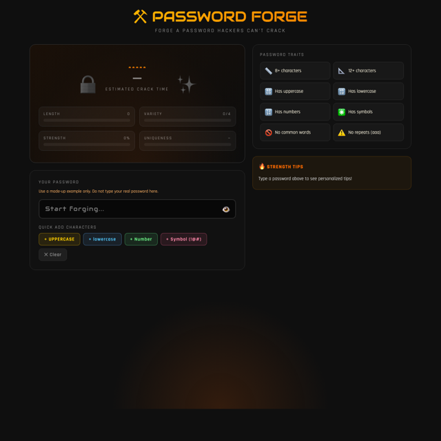 Screenshot of Password Strength Forge