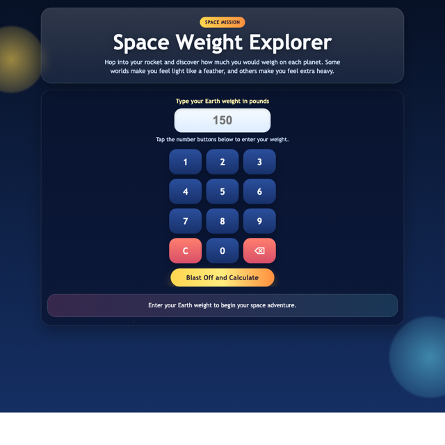 Screenshot of Space Weight Explorer