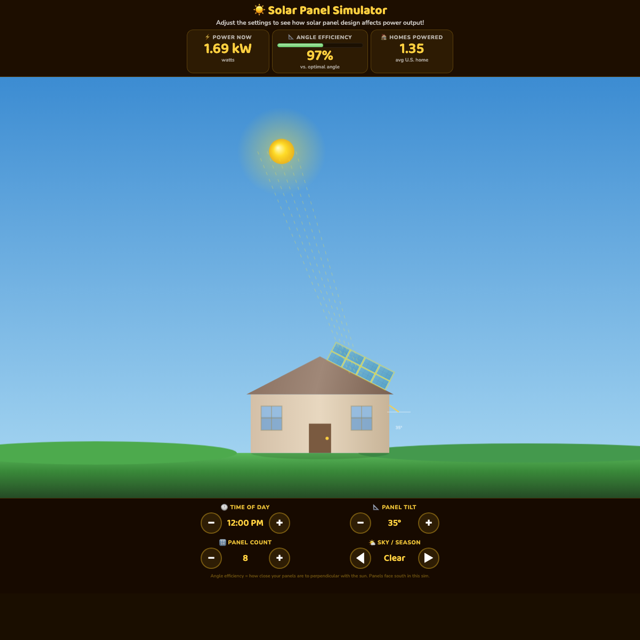 Screenshot of Solar Panel Simulator